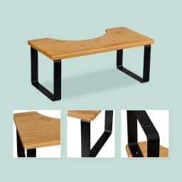 Bathroom Stool, Metal and Wood, Optimal Defecation, H X L X D: 18 X 38.5 X 21 Cm, Nature
