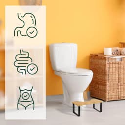 Bathroom Stool, Metal and Wood, Optimal Defecation, H X L X D: 18 X 38.5 X 21 Cm, Nature