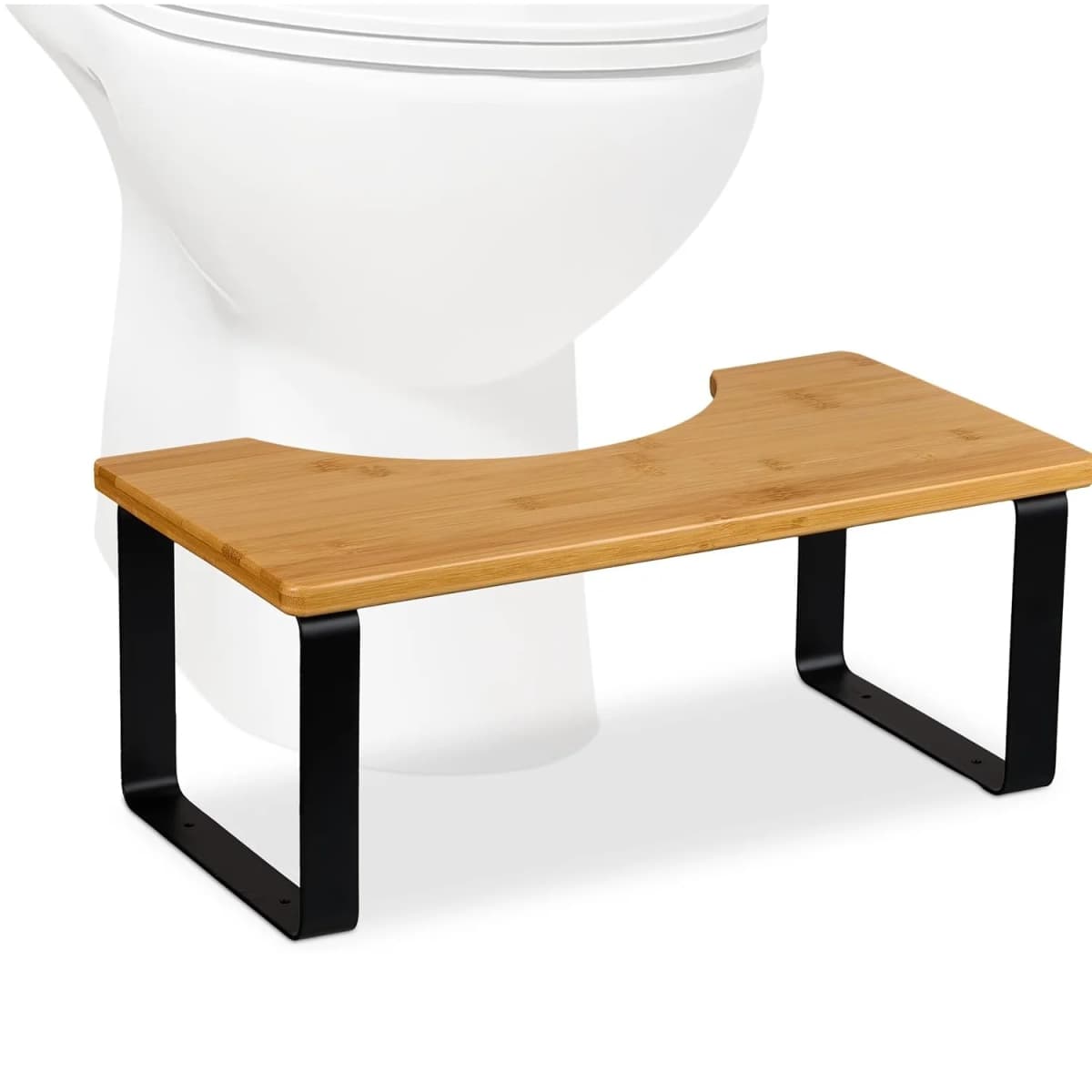 Bathroom Stool, Metal and Wood, Optimal Defecation, H X L X D: 18 X 38.5 X 21 Cm, Nature