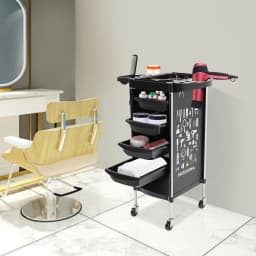 Salon Trolley Cart with 4 Drawers Foldable Top Mobile Wheels for Barber Shop Hair Salon Beauty Salon Spa Stylist Utility Cart