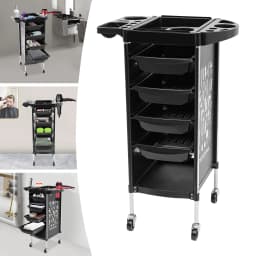 Salon Trolley Cart with 4 Drawers Foldable Top Mobile Wheels for Barber Shop Hair Salon Beauty Salon Spa Stylist Utility Cart