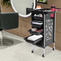 Salon Trolley Cart with 4 Drawers Foldable Top Mobile Wheels for Barber Shop Hair Salon Beauty Salon Spa Stylist Utility Cart