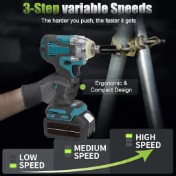 1200N.m 6700 rpm Brushless Electric Wrench 1/2 Inch Impact Wrench Electirc Screwdriver Drill Compatible with Makita Battery Pin