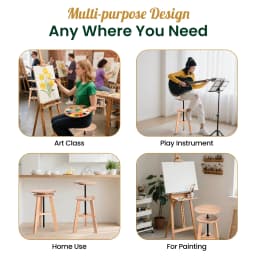 48-65 Cm Adjustable Wooden Artist Stool, Swivel Drafting Chair for Drawing Table & Studio Home Use