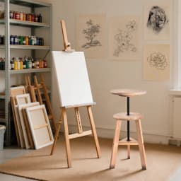 48-65 Cm Adjustable Wooden Artist Stool, Swivel Drafting Chair for Drawing Table & Studio Home Use