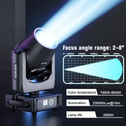 Yiflamefly Mini 230W Beam Moving Head Lights With Ring RGBW 14Gobos 13Colors 18CH Rainbow Effect DMX Stage Lights For Party KTV