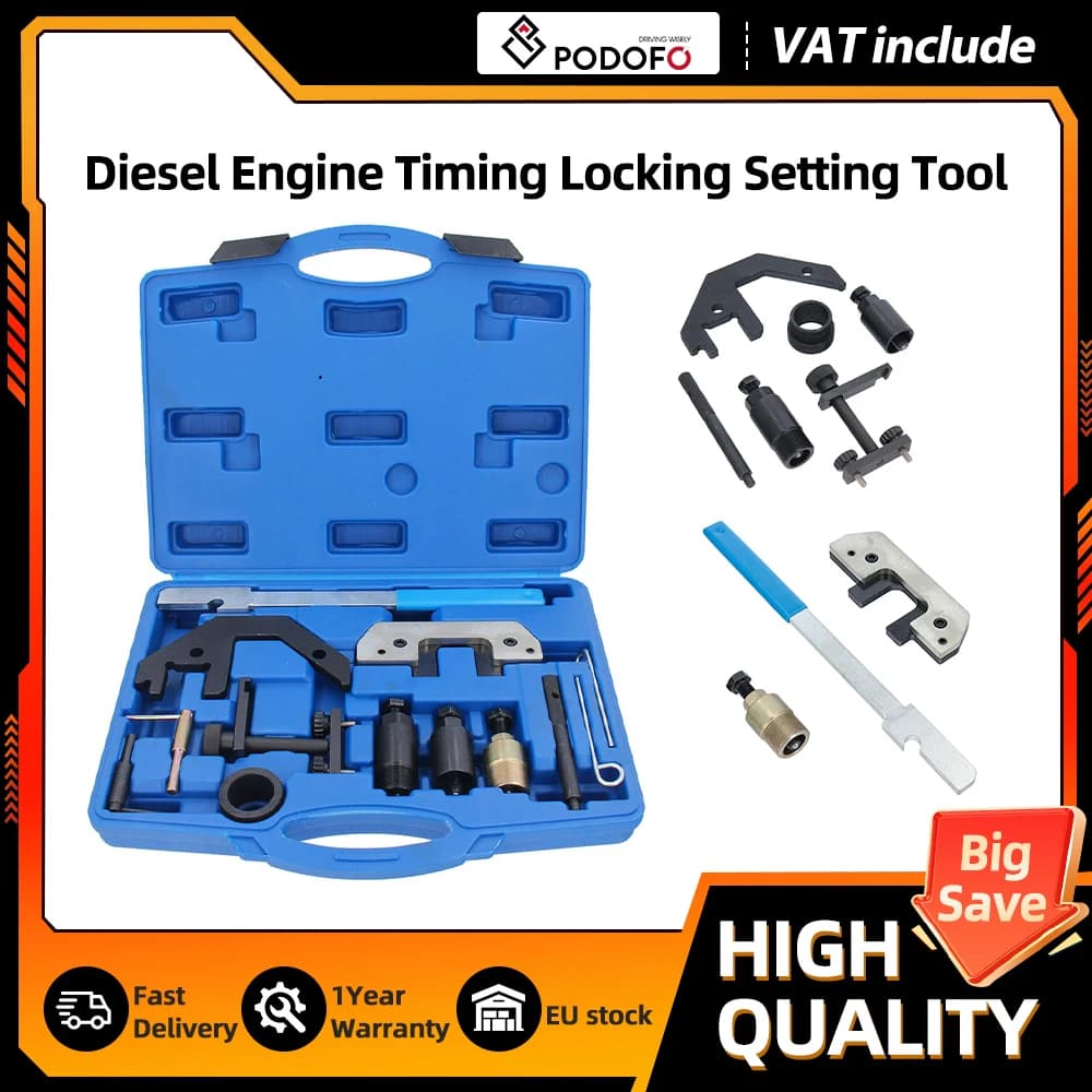 Podofo Timing Tool Kit Locking Setting for BMW M41-M57 E66 Diesel Engine Land Rover with Storage Box