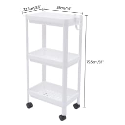 3-Tiers Kitchen Trolley, Serving Trolley, Multi-Purpose Trolley W|4Universal Wheels, Recess Shelf on Wheels for Kitchen, Living