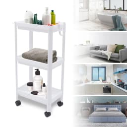 3-Tiers Kitchen Trolley, Serving Trolley, Multi-Purpose Trolley W|4Universal Wheels, Recess Shelf on Wheels for Kitchen, Living