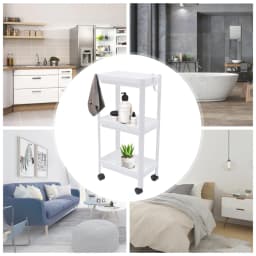 3-Tiers Kitchen Trolley, Serving Trolley, Multi-Purpose Trolley W|4Universal Wheels, Recess Shelf on Wheels for Kitchen, Living