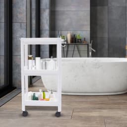 3-Tiers Kitchen Trolley, Serving Trolley, Multi-Purpose Trolley W|4Universal Wheels, Recess Shelf on Wheels for Kitchen, Living