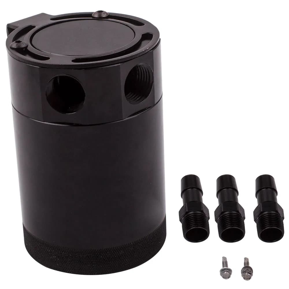 Universal Baffled Aluminum 3-Port Oil Catch Can Tank Air-Oil Separator Reservoir