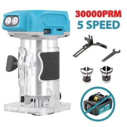 OWJHE 5 Speeds Brushless Electric Hand Trimmer Cordless Wood Router Woodworking Engraving Milling Cutter for Makita 18V Battery