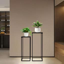 2-Piece Plant Stand Set Metal Flower Pot Holder Rustproof Sturdy Display Shelf 2 Sizes 70cm 60cm 11lbs 8.8lbs for Home Garden
