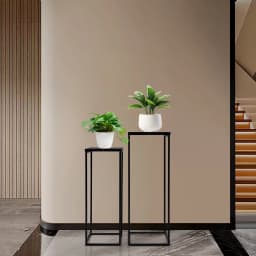 2-Piece Plant Stand Set Metal Flower Pot Holder Rustproof Sturdy Display Shelf 2 Sizes 70cm 60cm 11lbs 8.8lbs for Home Garden