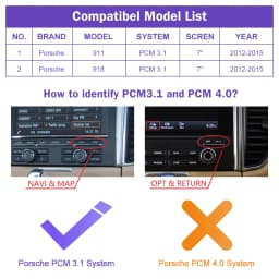 Wireless CarPlay for Porsche Macan Cayman Cayenne 911/918 PCM 3.1 7" 2012-2015 with Android Auto Mirroring Car Play Function
