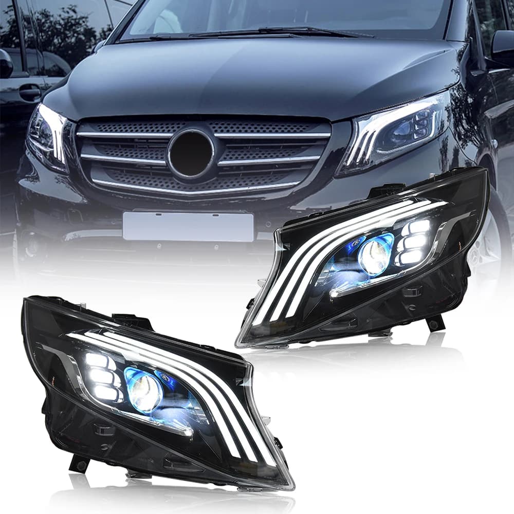 Pair LED DRL Running Lamp Headlight Assembly For  Mercedes Benz Vito V-Class W447 Metris 2017 2018 2019 2021 2022 Halogen Headlamp