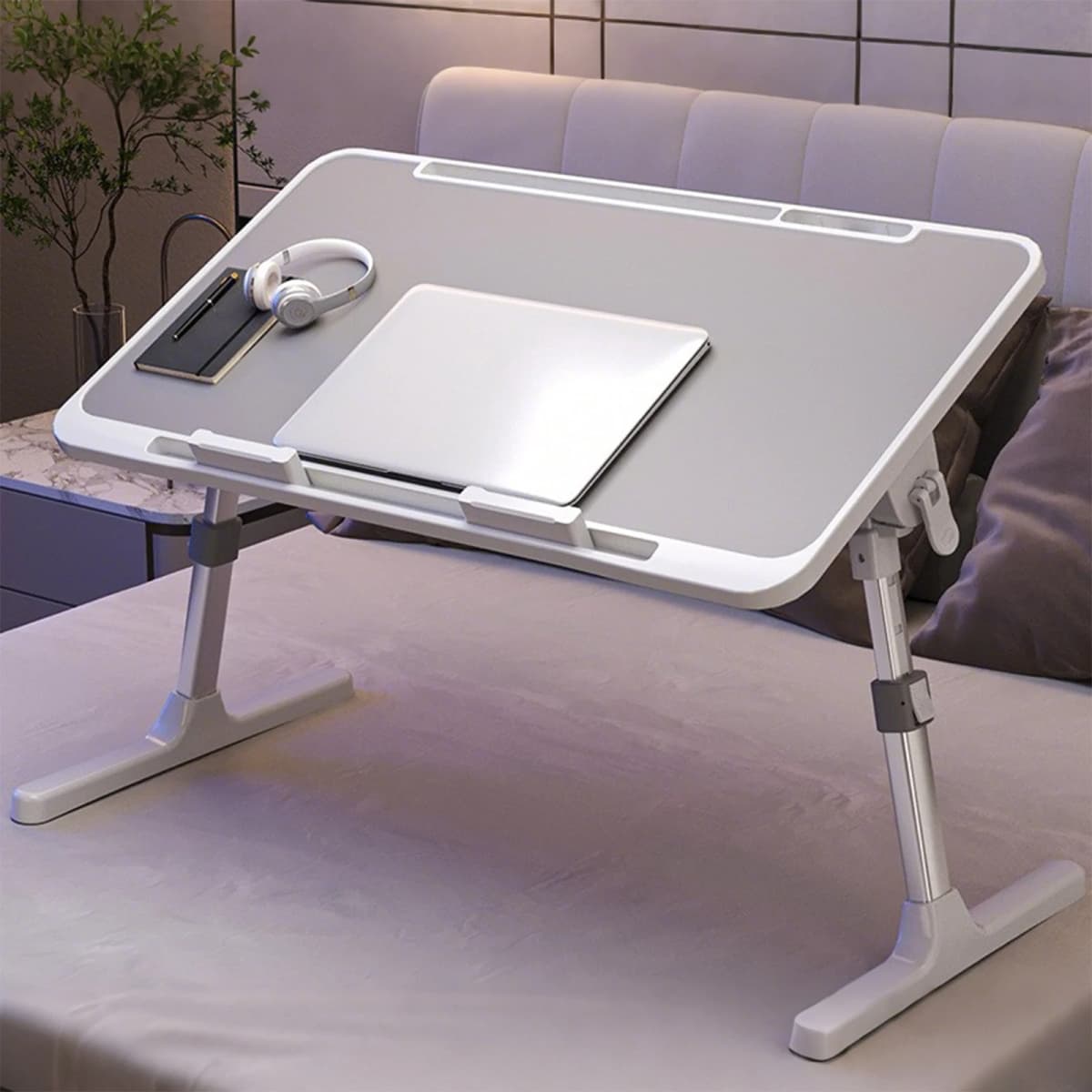 Portable Tiltable Laptop Table Height And Angle Adjustment For Bed Sofa Windowsill Ergonomic Design 2 Barriers Foldable Design