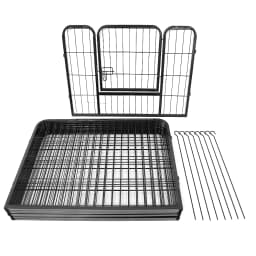 Park enclosure for small dogs puppies rabbit outdoor indoor 80x60 cm 6 panels with black door