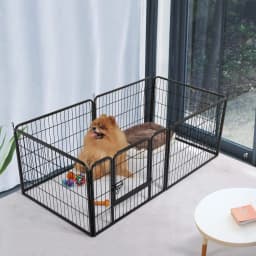 Park enclosure for small dogs puppies rabbit outdoor indoor 80x60 cm 6 panels with black door