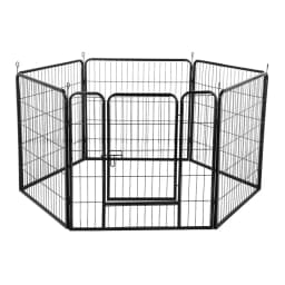Park enclosure for small dogs puppies rabbit outdoor indoor 80x60 cm 6 panels with black door