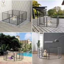 Park enclosure for small dogs puppies rabbit outdoor indoor 80x60 cm 6 panels with black door