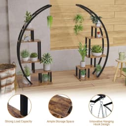 5 Tier Metal Plant Stand Creative Half Moon Shape Ladder Flower Pot Stand Rack for Home Patio Lawn Garden Balcony Holder