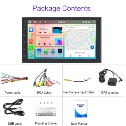 Podofo 2DIN Wireless Carplay Androidauto Android 4+64G 7/9/10'' Car Stereo Radio IPS Screen Bluetooth WIFI GPS Multimedia Player