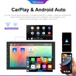 Podofo 2DIN Wireless Carplay Androidauto Android 4+64G 7/9/10'' Car Stereo Radio IPS Screen Bluetooth WIFI GPS Multimedia Player