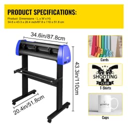 SucceBuy 28/34 Inch Vinyl Cutter Machine W/ Floor Stand Vinly Sign Cutting Plotter Starter Kits Software Adjustable Force Speed