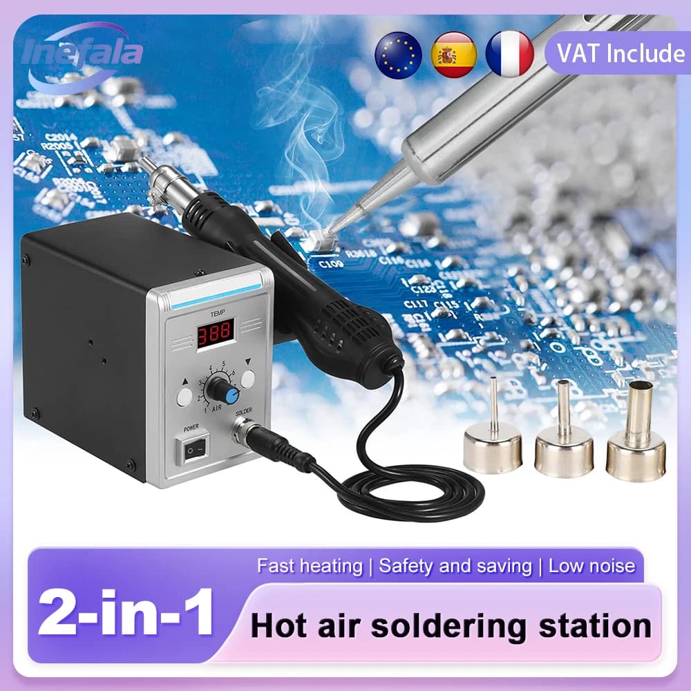 Podofo 700W Soldering Station 2in1 480 °C Hot Air Rework and Soldering Iron Station LED Display Solder Iron Welding Repair Tool