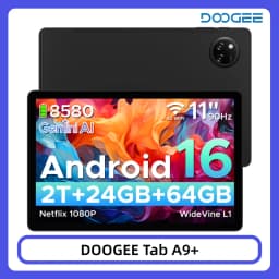DOOGEE Tab A9+ Tablet 11" HD Display 20GB(4+16) 64GB Gemini AI 8580mAh Large Battery Unisoc T7200 Octa Core Dual Speakers 13MP Android 16 Tablet