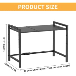 Microwave Oven Rack Oven Storage Rack with 6 Removable Hooks & Adjustment High 38–64 cm Household Kitchen Tableware Storage