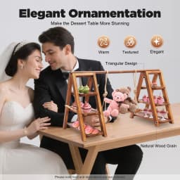 Solid Wood 3-Tier Cake Serving Tray - 6kg Capacity Dessert Stand for Home Decor Cupcake Display Rack for Wedding/Birthday Party