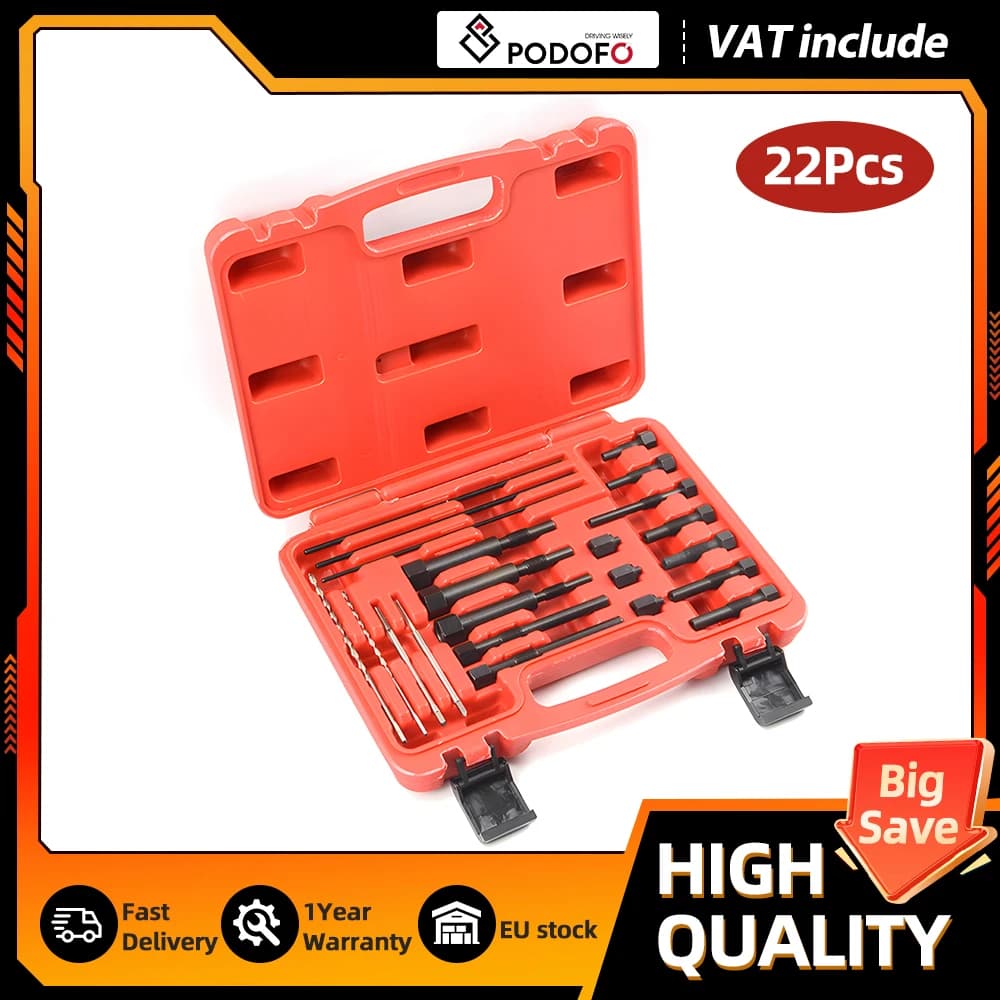 Podofo 22PCS Glow Plug Removal Tool Kit Extractor Set for M8 M10 Glow Plug Electrodes Automotive Small Engine Repair Tool