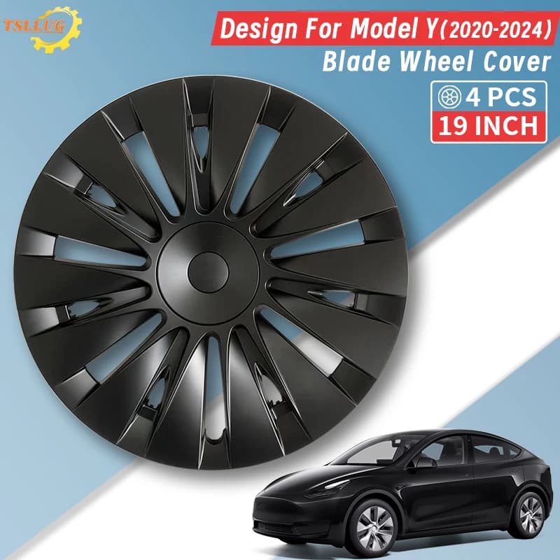 4PCS 19 Inch HubCap for Tesla Model Y 2020-2024 4th Style Automobile Hubcap Replacement Wheels Cover Full Rim Accessories