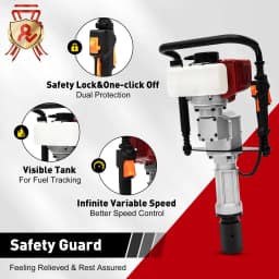 1900W 52CC T Post Pounder Driver Heavy Duty Gasoline Gas Powered T-Post Driver,Fence Farm Push Pile Gasoline Engine Kit