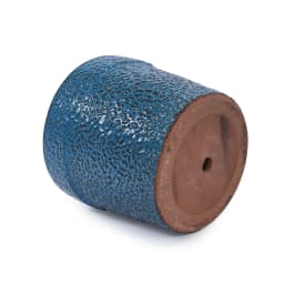 3pcs Handmade Ceramic Plant Pot Set (38.1/30.5/22.9cm), Blue Speckled-grained Glaze, for Indoor Plants, Breathable Clay Ware
