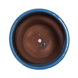 3pcs Handmade Ceramic Plant Pot Set (38.1/30.5/22.9cm), Blue Speckled-grained Glaze, for Indoor Plants, Breathable Clay Ware