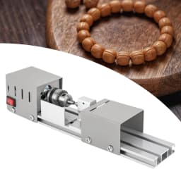 Wood Lathe with 220V to DC12-24V Voltage Converter, 7 Speeds Adjustable, 6 Blades, 96W 4000-9000rpm Mini DIY Milling Tool