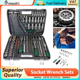 Podofo 216pcs 24-tooth Socket Wrench Sets Ratchet Wrench Tool 1/4" 3/8" 1/2" Mechanic Tool Set for Automotive Motorcycle Repair