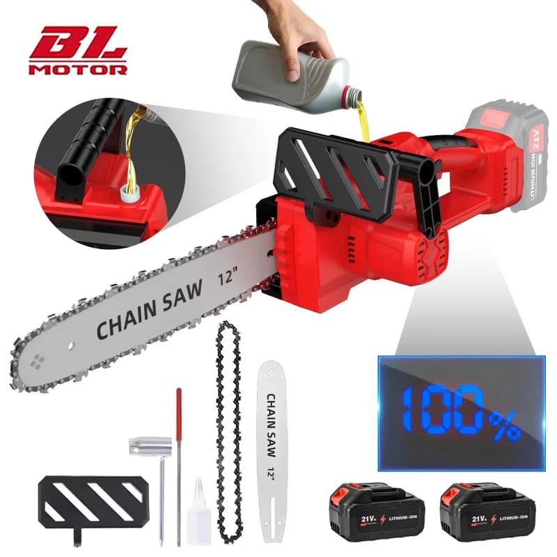 12 Inch Brushless Electric ChainSaw Cordless Battery Saw Portable Garden Woodworking Power Tool For Makita 18V Battery