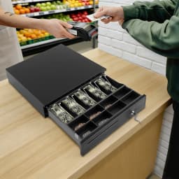 Cash Drawer, Cash Drawer W/ 5 Compartments for Banknotes and 8 for Coins, for Hotels, Supermarkets, Shopping Malls, Pharmacies