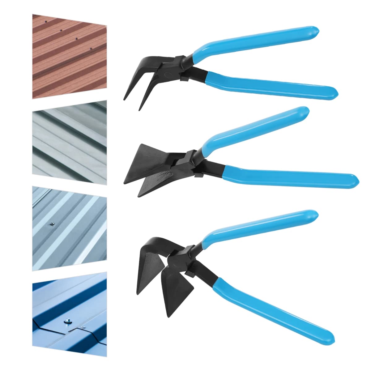 3-Piece Versatile Sheet Metal Bending Pliers 45 ° Bend, 95 ° Bend, 180 ° Straight Head, Max. Jaw Width 60mm/2.36 Inches