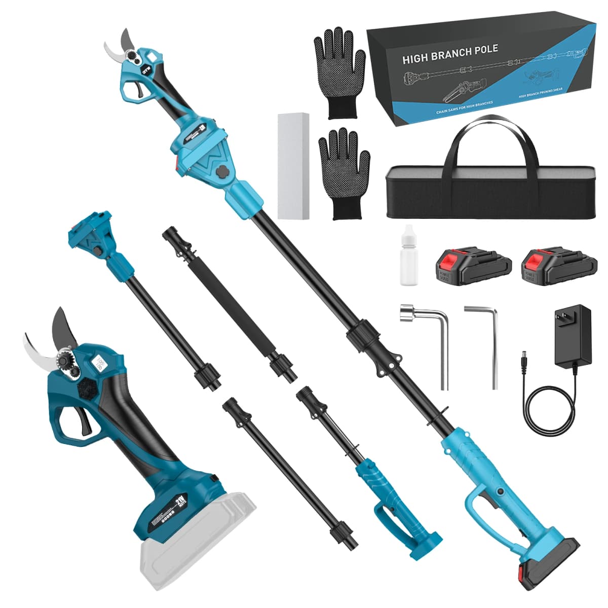 Cordless Brushless High Branch Scissors 40MM Electric Pruning Shears 2M Extension Pole Garden Trimmer For Makita 18V Battery