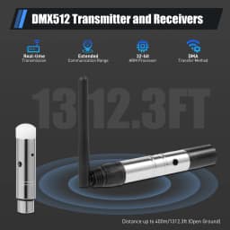 DMX 512 Controller Transmitter Kit-7* DMX512 Receivers 8* Power Adapters, 2.4 GHz Wireless Transmissie