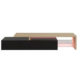 TV furniture for living room with 3 doors, stockings TV furniture with LED and 2 glasses, black high gloss, 200x42x39 cm