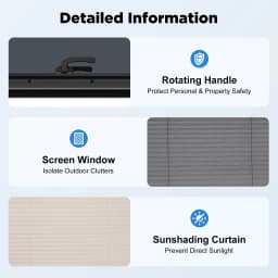 RV Push-out Window Aluminum Alloy Tempered Glass RV Window with Screen 65° Opening For RV Trailer Camper Van Motorhome