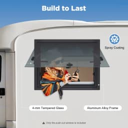 RV Push-out Window Aluminum Alloy Tempered Glass RV Window with Screen 65° Opening For RV Trailer Camper Van Motorhome