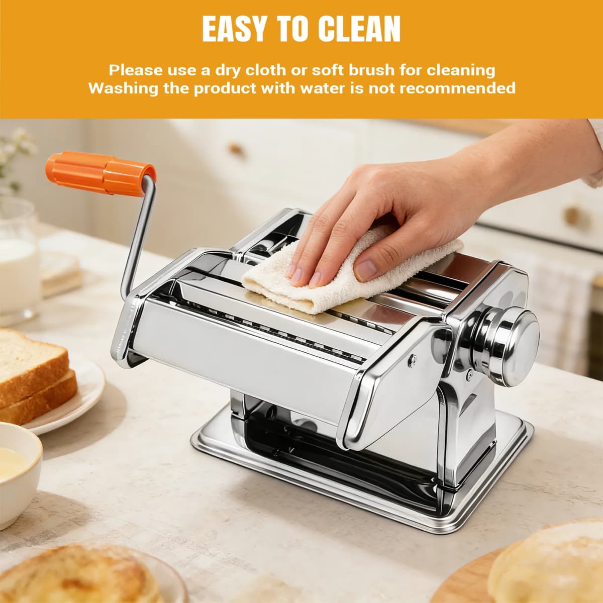Heavy Duty Stainless Steel Pasta Maker,3-in-1 Manual Machine with 3 Cut Press Blade Settings for Spaghetti,Tagliatelle & Lasagne